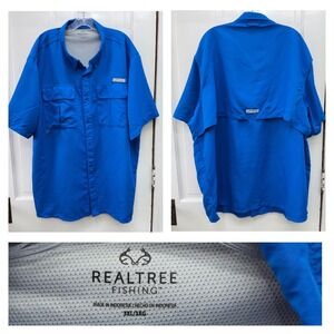 Realtree breathable mesh fishing shirt short sleeve men's 3xl blue